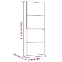 Vidaxl Interiérové dvere biele 76x201,5 cm tvrdené sklo a hliník úzke