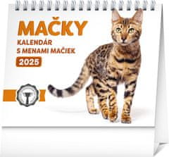 Mačky 2025 - stolový kalendár - s menami mačiek