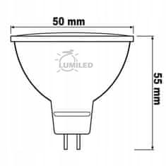 LUMILED 10x LED žiarovka 12V GU5.3 MR16 6W = 50W 580lm 6500K Studená biela 120°