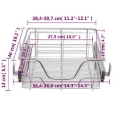 Vidaxl Vysúvacie drôtené košíky 2 ks strieborné 400 mm