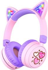 iClever Kids Bluetooth Headphones Light Up Cat Ear BTH21 Purple