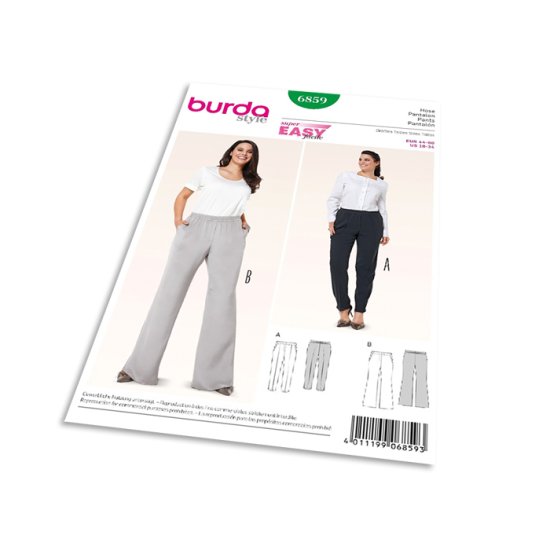 Burda Strih Burda 6859 - Nohavice s gumou v páse pre plnoštíhle