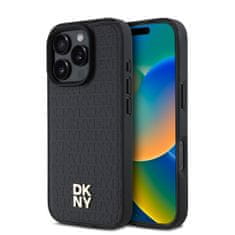 DKNY Zadný kryt PU Leather Repeat Pattern Stack Logo MagSafe pre iPhone 16 Pro Black