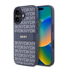 DKNY Zadný kryt PU Leather Repeat Pattern Tonal Stripe pre iPhone 16 Blue