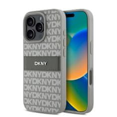 DKNY Zadný kryt PU Leather Repeat Pattern Tonal Stripe pre iPhone 16 Pro Max Beige