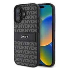 DKNY Zadný kryt PU Leather Repeat Pattern Tonal Stripe pre iPhone 16 Plus Black