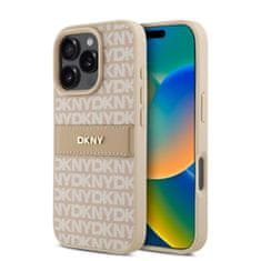 DKNY Zadný kryt PU Leather Repeat Pattern Tonal Stripe pre iPhone 16 Pro Pink