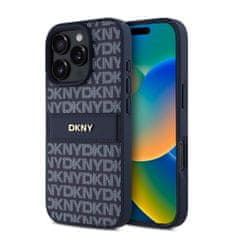 DKNY Zadný kryt PU Leather Repeat Pattern Tonal Stripe pre iPhone 16 Pro Blue