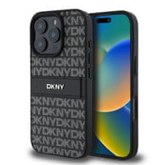 DKNY Zadný kryt PU Leather Repeat Pattern Tonal Stripe pre iPhone 16 Pro Max Black