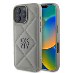 DKNY Zadný kryt PU Leather Quilted Stack Logo pre iPhone 16 Pro Max Grey