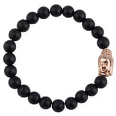 Feng shui Harmony Meditačný náramek z černého kamene Buddha rose gold