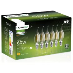 LUMILED 6x LED žiarovka E14 BA35 7W = 60W 770lm 4000K Neutrálna biela 360°