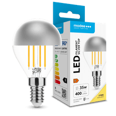 Modee LED žiarovka Filament Globe Mini P45 Silver Top 4W E14 400lm teplá biela (ML-P45F2700K4WE14ST)