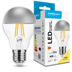 Modee LED žiarovka Filament Globe A60 Silver Top 4W E27 400lm teplá biela (ML-A60F2700K4WE27ST)