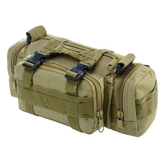 Camerazar Vojenská taktická bedrová taška Tactical, zelená, polyester 600D, 30x8x18 cm