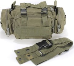 Camerazar Vojenská taktická bedrová taška Tactical, zelená, polyester 600D, 30x8x18 cm