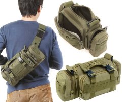 Camerazar Vojenská taktická bedrová taška Tactical, zelená, polyester 600D, 30x8x18 cm