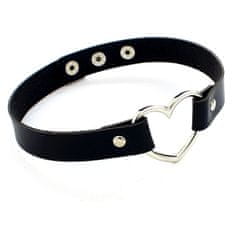 Camerazar Kožený choker náhrdelník srdcem, zlaté barvy, obvod 39 cm