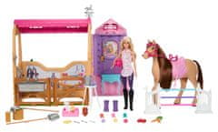 Mattel Barbie Stajne s koňom Pepper a bábikou, 25+ herných dielikov HXJ44