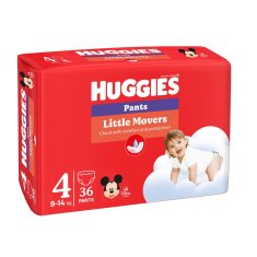 HUGGIES Nohavičky plienkové Little Movers Pants 4 (9-14 kg), 36 ks