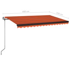 Vidaxl Automaticky zaťahovacia markíza 450x350 cm oranžová a hnedá