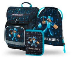 BAAGL 3 SET Ergo Minecraft Blue Axe: aktovka, peračník, sáčok