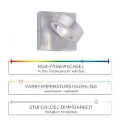 PAUL NEUHAUS PAUL NEUHAUS LED nástenné svietidlo Q-MIA vo farbe ocele s nastaviteľnou farbou svetla Smart Home ZigBee RGB plus 3000-5000K