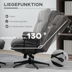 HOMCOM Relaxačné Kreslo S Taburetom, Tv Kreslo S Otočnou Základňou, Tv Kreslo S Polohovateľnou Funkciou, Nosnosť Do 150 Kg, Polyester, Oceľ, Tm. 