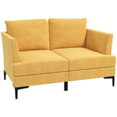 HOMCOM 2-Miestna Dvojpohovka V Ľanovom Vzhľade, Loveseat V Retro Dizajne, Do 300 Kg, Žltá, 137X80X87Cm Do Obývačky 