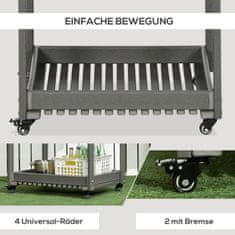 OUTSUNNY Servírovací Vozík Vozík Na Grilovanie S Vešiakom Na Uteráky, Záhradný Vozík S 2 Policami, Vonkajší Multifunkčný Stôl, 87X50X80Cm 