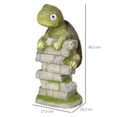 OUTSUNNY Turtle Socha S Led Solárnym Svetlom Záhradný Ornament, 14,5" Vonkajší Ornament Na Trávnik, Záhradu, Dvor 