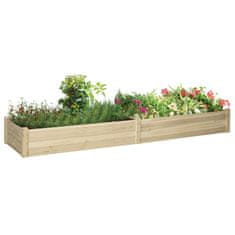 OUTSUNNY Flower Box Drevená Debnička Na Rastliny S 2 Plochami Na Zeleninu A Bylinky, Natural, 244X61,5X27Cm 