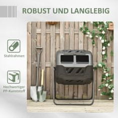 OUTSUNNY Drum Composter 160L Záhradný Kompostér S 2 Komorami Rotujúceho Organického Odpadu Čierna Efektívny A Robustný 