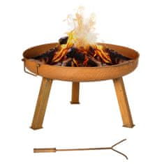 OUTSUNNY Fire Bowl Záhradný Ohnivý Kôš Iron Rust Brown 71X60X36Cm Poker 