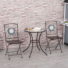 OUTSUNNY Bistro Set Pre 2 V Nostalgickom Dizajne, Mozaikové Kamienky, Odolný Voči Poveternostným Vplyvom, Viacfarebný 