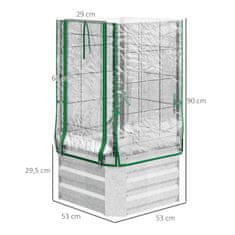 OUTSUNNY Vyvýšený Záhonový Box Na Rastliny S Plastovým Krytom A Mriežkou Na Popínavé Rastliny, 53X53X90Cm 