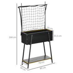 OUTSUNNY Vyvýšená Posteľ Trellis Kvetinový Box S Policou, Odolný Voči Poveternostným Vplyvom Na Terasu, Masívne Drevo, Čierna, 89X34X168Cm 