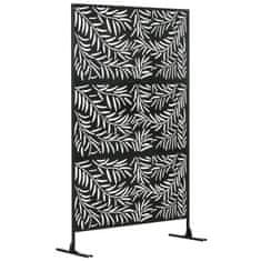 OUTSUNNY Privacy Screen Delič Miestnosti So Vzorom Willow Leaf, 122X198Cm, Steel Black, For Garden & Patio 