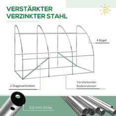 OUTSUNNY Fóliový Skleník Paradajkový Skleník So Sieťovým Oknom, Skleník S Rolovacími Dverami, Rozmnožovací Domček S Uv Ochranou, Zelený, 300 X 150 X 197 Cm 