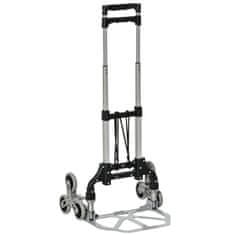 DURHAND Stair Climber Sack Truck Skladací, 6-Valcový Systém, Pevné Lano, Do 70 Kg, Hliník, Strieborný, Nosnosť 70 Kg 