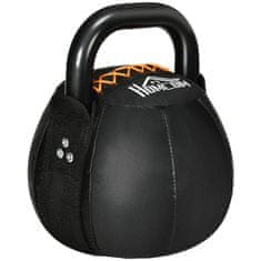 HOMCOM Kettlebell Kettlebell 12 Kg S Oceľovou Rukoväťou Na Silový Tréning, Zdvíhanie Závaží, Tréning Jadra, Kabát Z Umelej Kože, Vhodný Na Podlahu, Čierny 