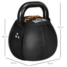 HOMCOM Kettlebell Kettlebell 8 Kg S Oceľovou Rukoväťou Pre Silový Tréning, Vzpieranie, Vytrvalosť, Kabát Z Umelej Kože Šetrný K Podlahe, Čierny 