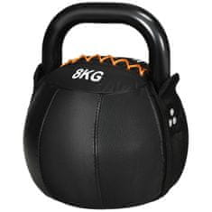 HOMCOM Kettlebell Kettlebell 8 Kg S Oceľovou Rukoväťou Pre Silový Tréning, Vzpieranie, Vytrvalosť, Kabát Z Umelej Kože Šetrný K Podlahe, Čierny 