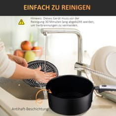 HOMCOM Teplovzdušná Fritéza 7L Bezolejová 1500W Vzduchová Fritéza So 7 Programami A Nepriľnavým Košom, Vzduchová Fritéza S Ochranou Proti Prehriatiu 80°C-200°C 60-Minútový Časovač 