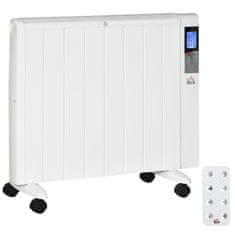 HOMCOM 4 Režimový Radiátor S Lcd Displejom 2000W Elektrický Ohrievač 2 Úrovne 5-35°C, Diaľkové Ovládanie, Kolieska A Ochrana Pre Miestnosť 15 M² 75 X 7,5 X 58,5 Cm 