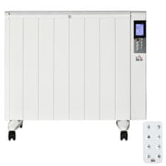 HOMCOM 4 Režimový Radiátor S Lcd Displejom 2000W Elektrický Ohrievač 2 Úrovne 5-35°C, Diaľkové Ovládanie, Kolieska A Ochrana Pre Miestnosť 15 M² 75 X 7,5 X 58,5 Cm 