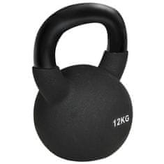 HOMCOM Kettlebell Liatinový Neoprénový Náter Vhodná Na Podlahu Hojdacia Činka Čierna 12 Kg 