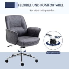 VINSETTO Kancelárske Kreslo Ergonomická Písacia Stolička S Funkciou Kolísania, Výškovo Nastaviteľná, Nosnosť Do 120Kg, 67X69X92-102Cm 