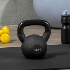 HOMCOM Kettlebell Liatinový Neoprénový Náter Vhodná Na Podlahu Hojdacia Činka Čierna 12 Kg 