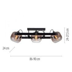 PAUL NEUHAUS JUST LIGHT stropné svietidlo čierne 3 ramenné drevo dymové sklo nastaviteľná výška LD 15755-18